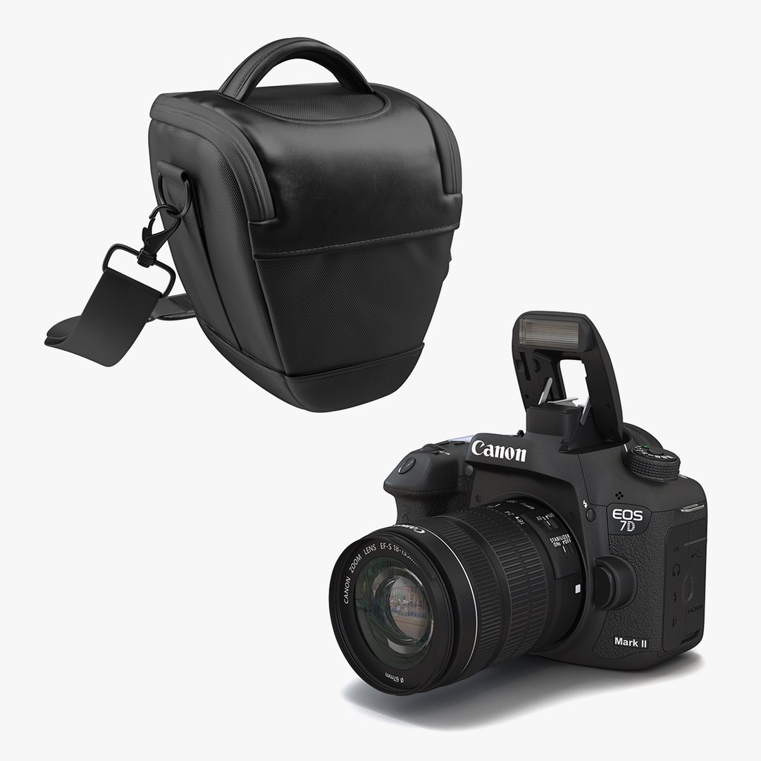 Canon EOS 7D Mark II and Bag 3D Models Collection 3D model preview
