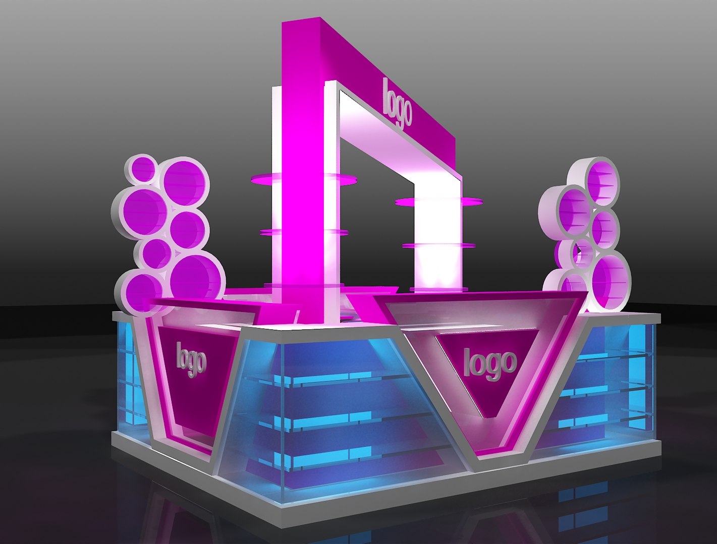 booth exhibition stand 3d dwg