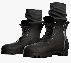 3D Black Half Boots
