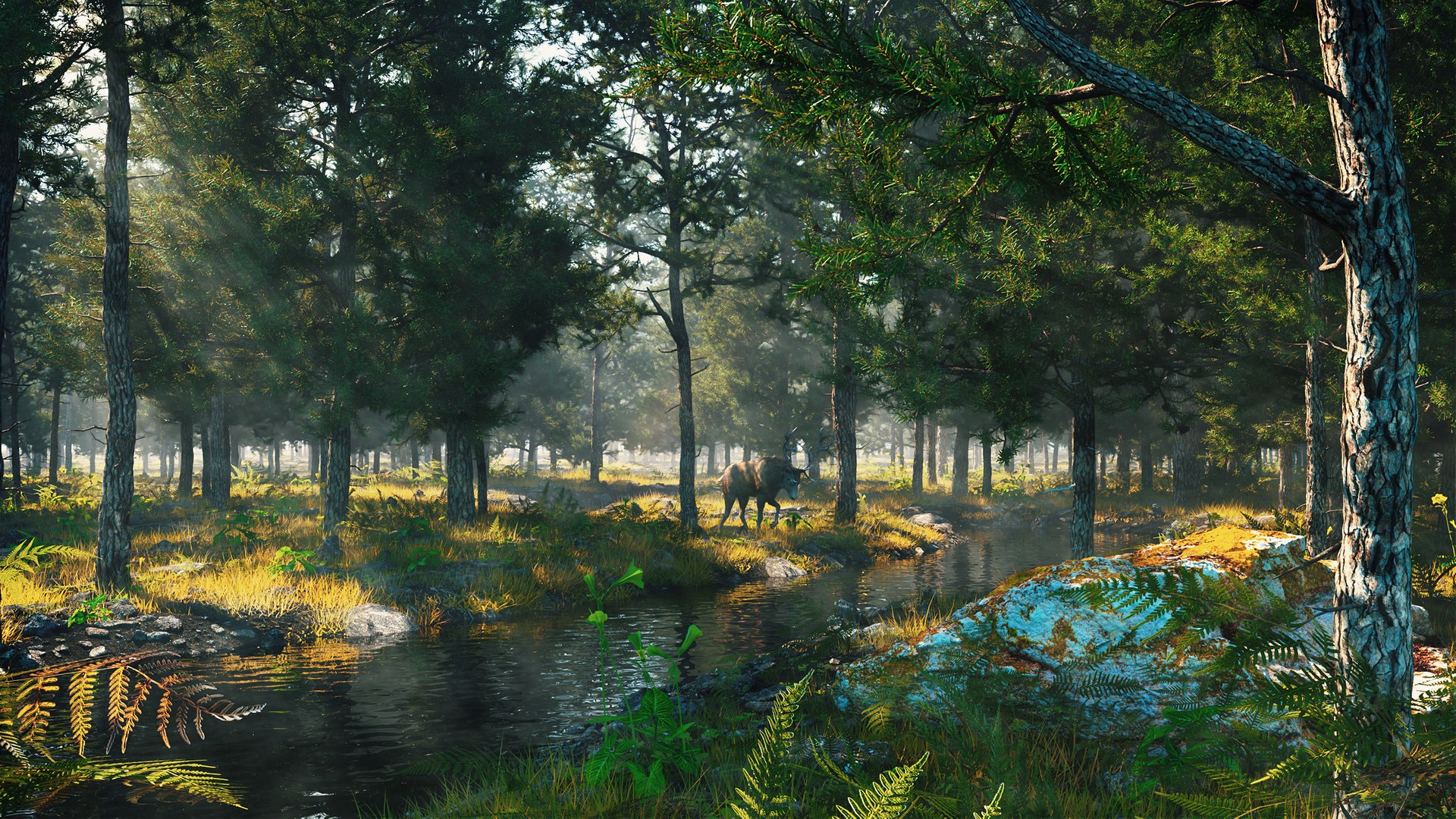 3D C4D Octane render Forest early morning tropical rainforest River elk scene https://p.turbosquid.com/ts-thumb/u3/LVFYOn/JR/1_000019/jpg/1620185561/1920x1080/fit_q87/236facb6c552a7ea175e0936c681f9a427df9363/1_000019.jpg