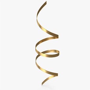 Gold Curly Ribbon 3D