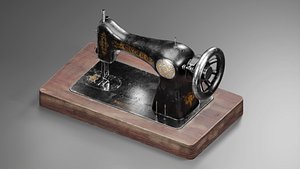 3D Singer Old Sewing Machine 3D model and PBR Texture