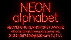 3D model Neon Letters and Numbers Uppercase Lowercase
