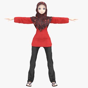 hijab anime 3D model