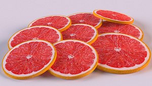 3D model citrus orange fruit slice