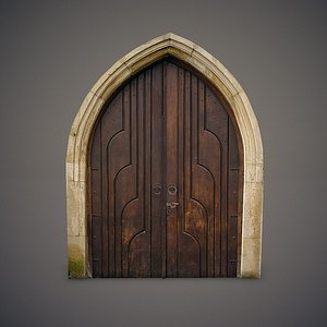 3d old wooden door model
