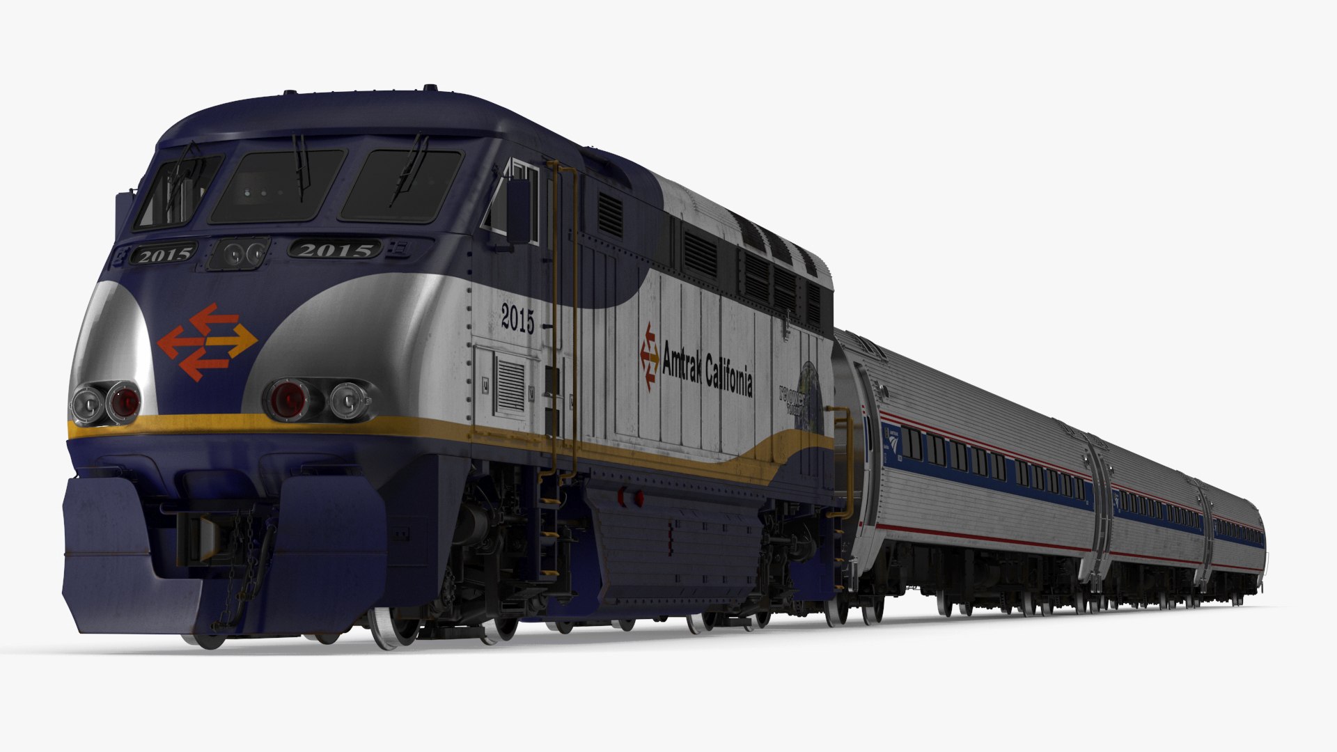 Passenger Train Amtrak California 3D model preview
