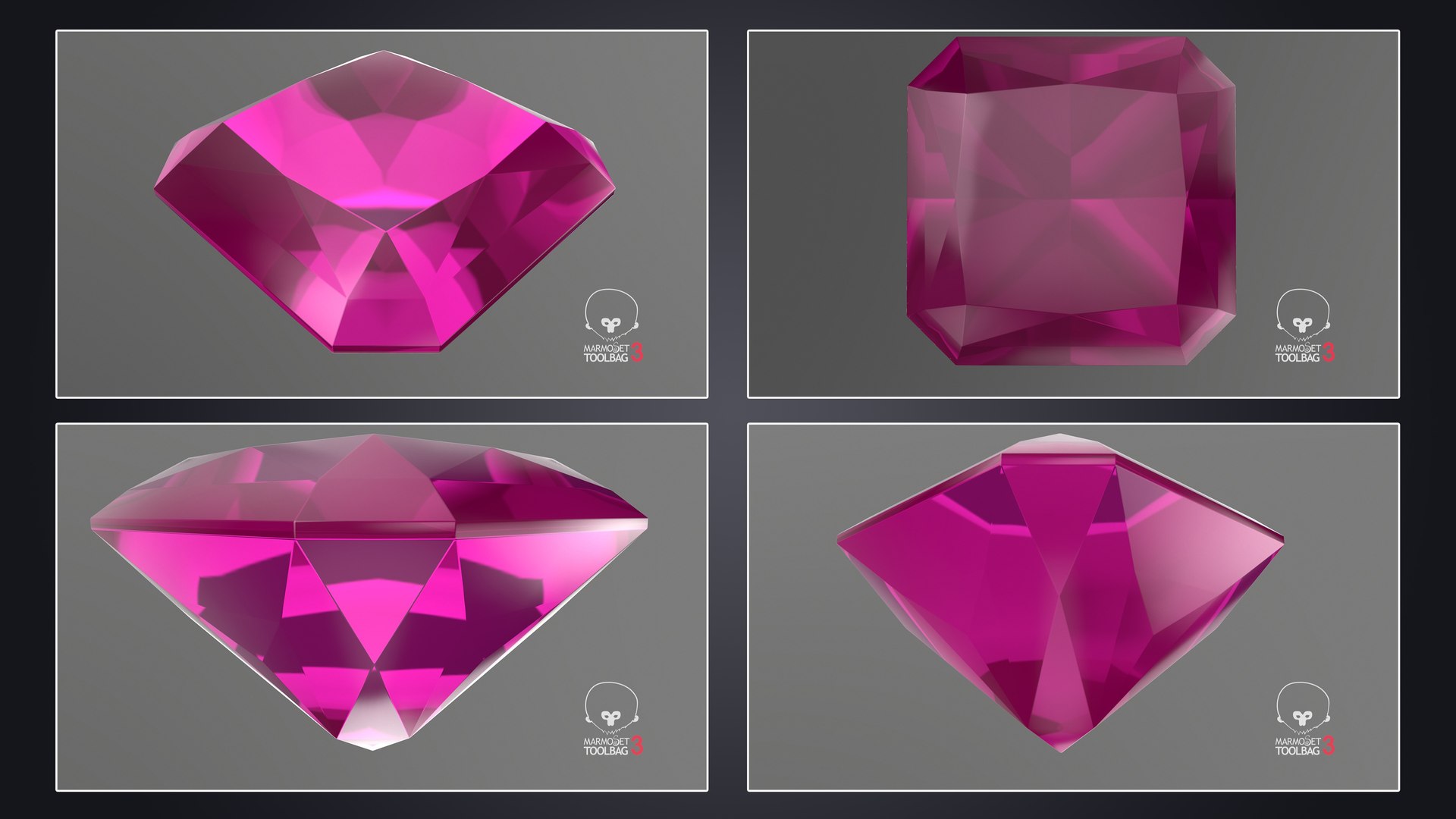 3D Pink Topaz Stone Collection model https://p.turbosquid.com/ts-thumb/u4/H3qaf7/5t/radiantcutpinktopaz_pbr/jpg/1718804045/1920x1080/fit_q87/ace59006a979c8acc2090bd4167bf41feba9a85f/radiantcutpinktopaz_pbr.jpg