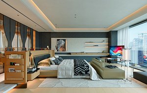 Modern luxury bedroom interior 3D model