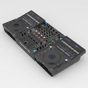 Professional DJ Mixer Pioneer DJM 900NXS2 and Pioneer CDJ-1500X 3D Model