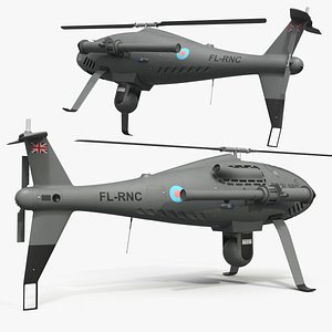 Royal Navy Camcopter Recon Helicopter Grey Rigged for Maya