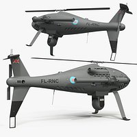 Royal Navy Camcopter Recon Helicopter Grey Rigged for Maya