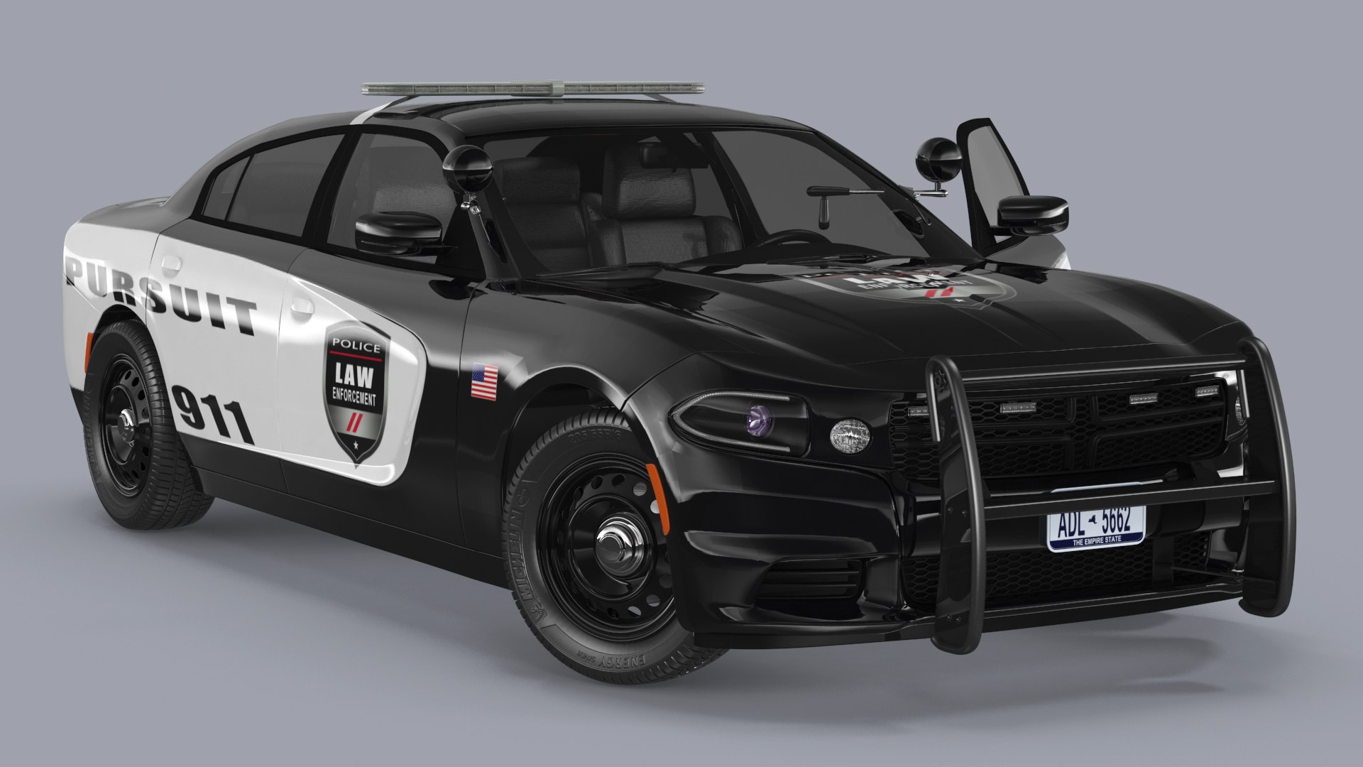 Police Car Rigged 3D model preview