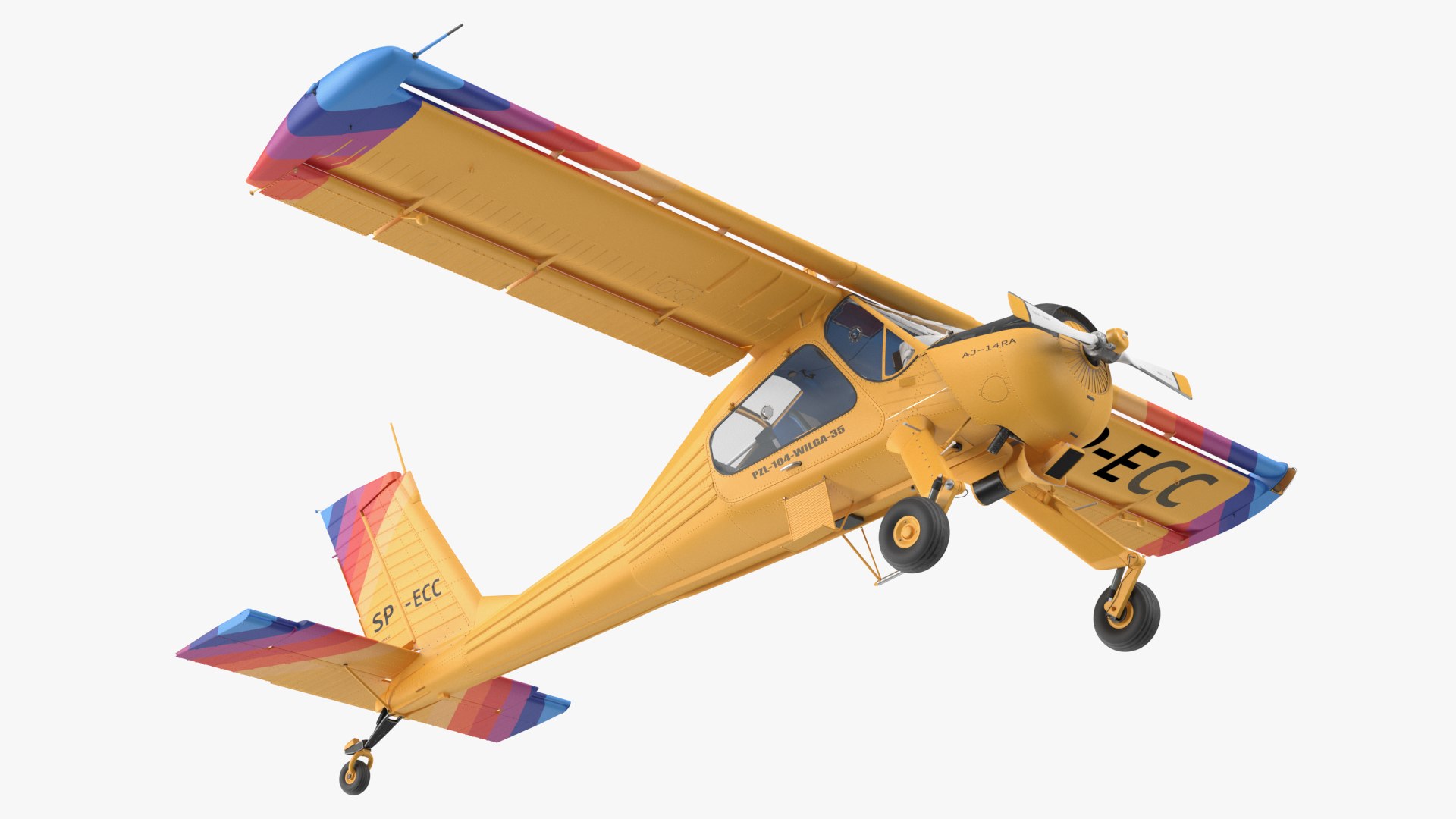 Airplane PZL 104 Wilga Yellow 3D model preview