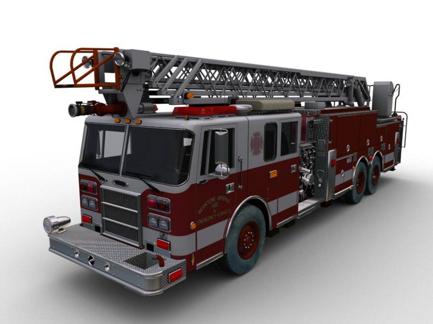 3d model ladder truck firetruck