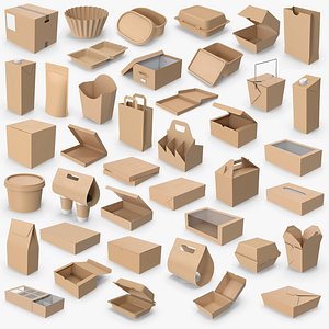 40 Containers Boxes Packages Bags Collection 3D model