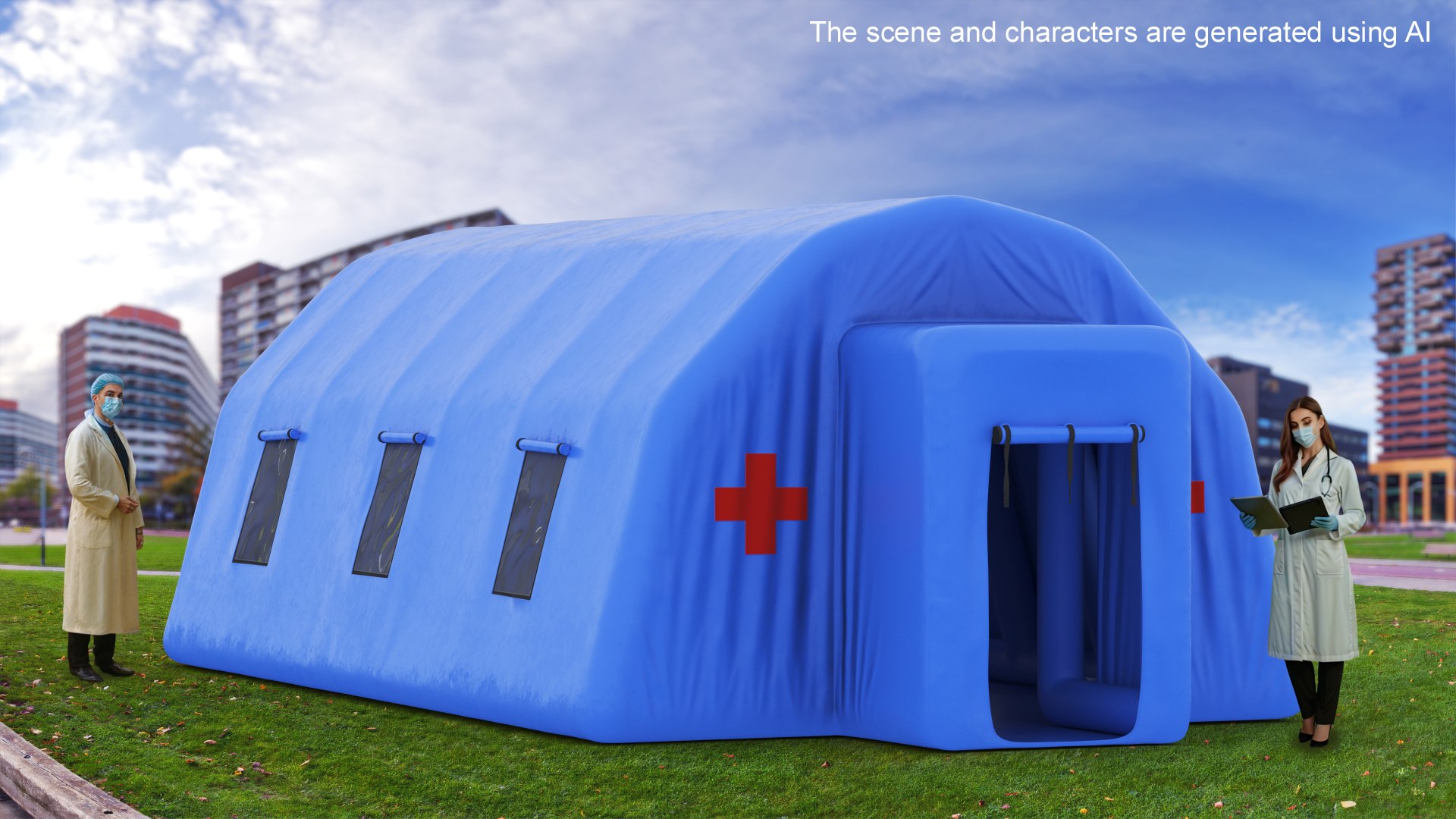 Blue Inflatable Medical Tent Draped 3D - TurboSquid 2250245