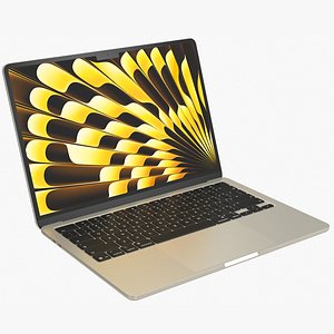 Apple MacBook Air 13 M5 2026 Starlight Rigged 3D model