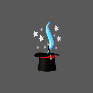 Magic hat 01 with Stars Silver model