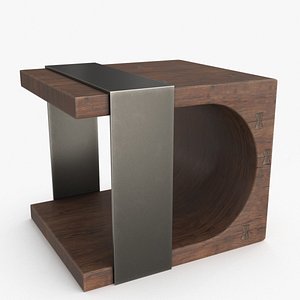 3D Side Table Oak Black model