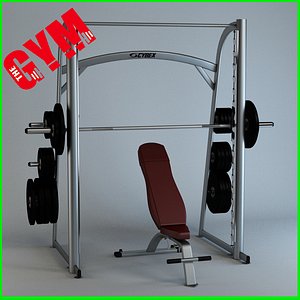 3d model of smith machine bench