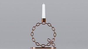 3D Alphabet Q Bronze Chain Candleholder 3D Model True PBR Renders Zero Cleanup UVs 4K PBR Textures