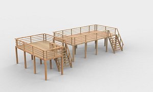 3D wooden deck 02 3D model model