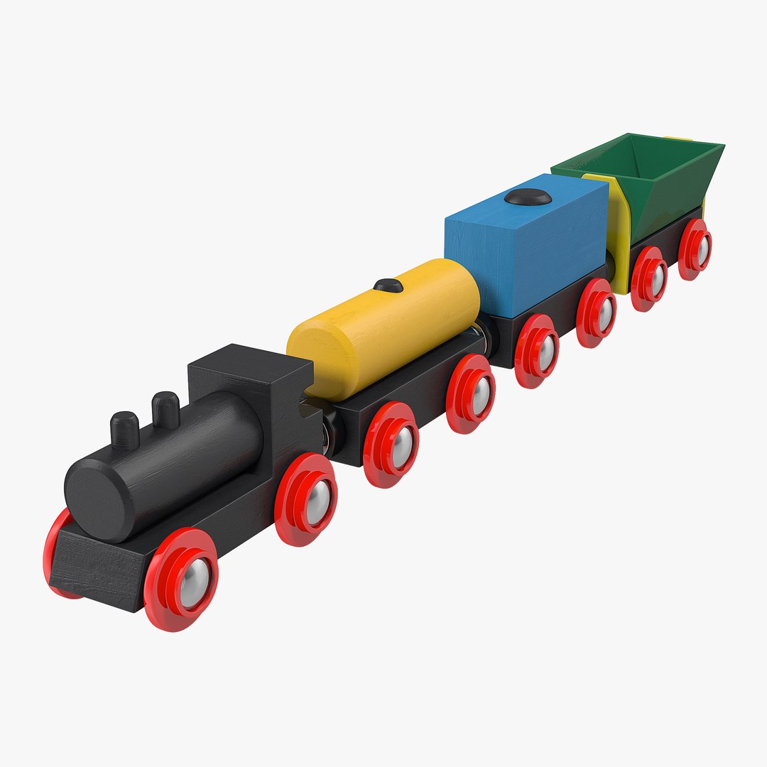 Wooden Toy Train 3D model preview