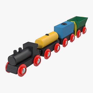 3d wooden toy train model