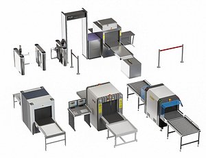 X Ray Machine Airport Security Checkpoint Baggage Scanner Luggage Door Frame 3D model