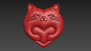 Heart Cat Valentine s Day 3D model