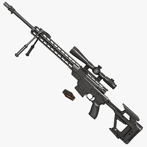 3D Sniper Rifle 04 Black Rigged All PBR Unity UE Textures