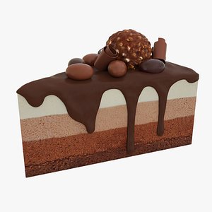3D Triple chocolate cheesecake piece