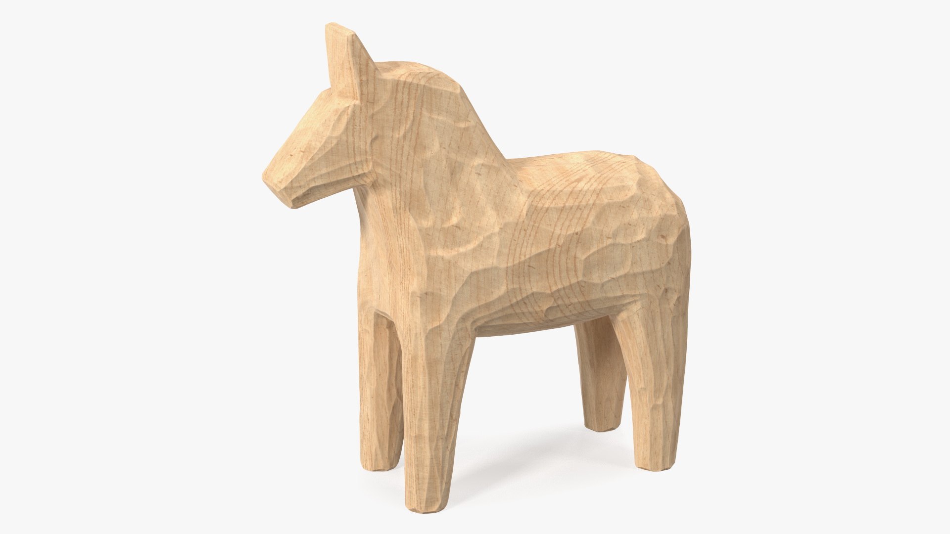 Carved Folk Wooden Horse Statue 3D model preview
