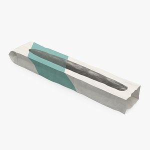 Baguette Bread Paper Bag Empty 3D