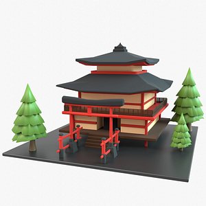 3D Temple Japanese 3D Illustration model