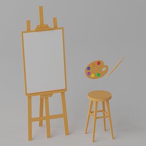 Cartoon Easel and Artist Palette
