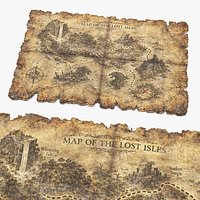 Fantasy Treasure Map with Island Routes Parchment Old