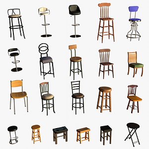 Chairs and Stools collection 3D