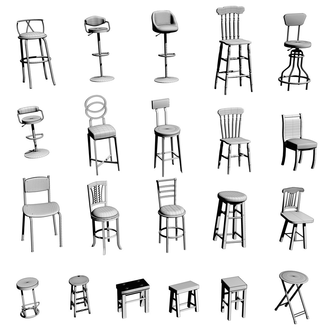Chairs and Stools collection 3D TurboSquid 1870078