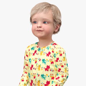 3D model Toddler Aged 1 Year in Pajamas Standing Pose