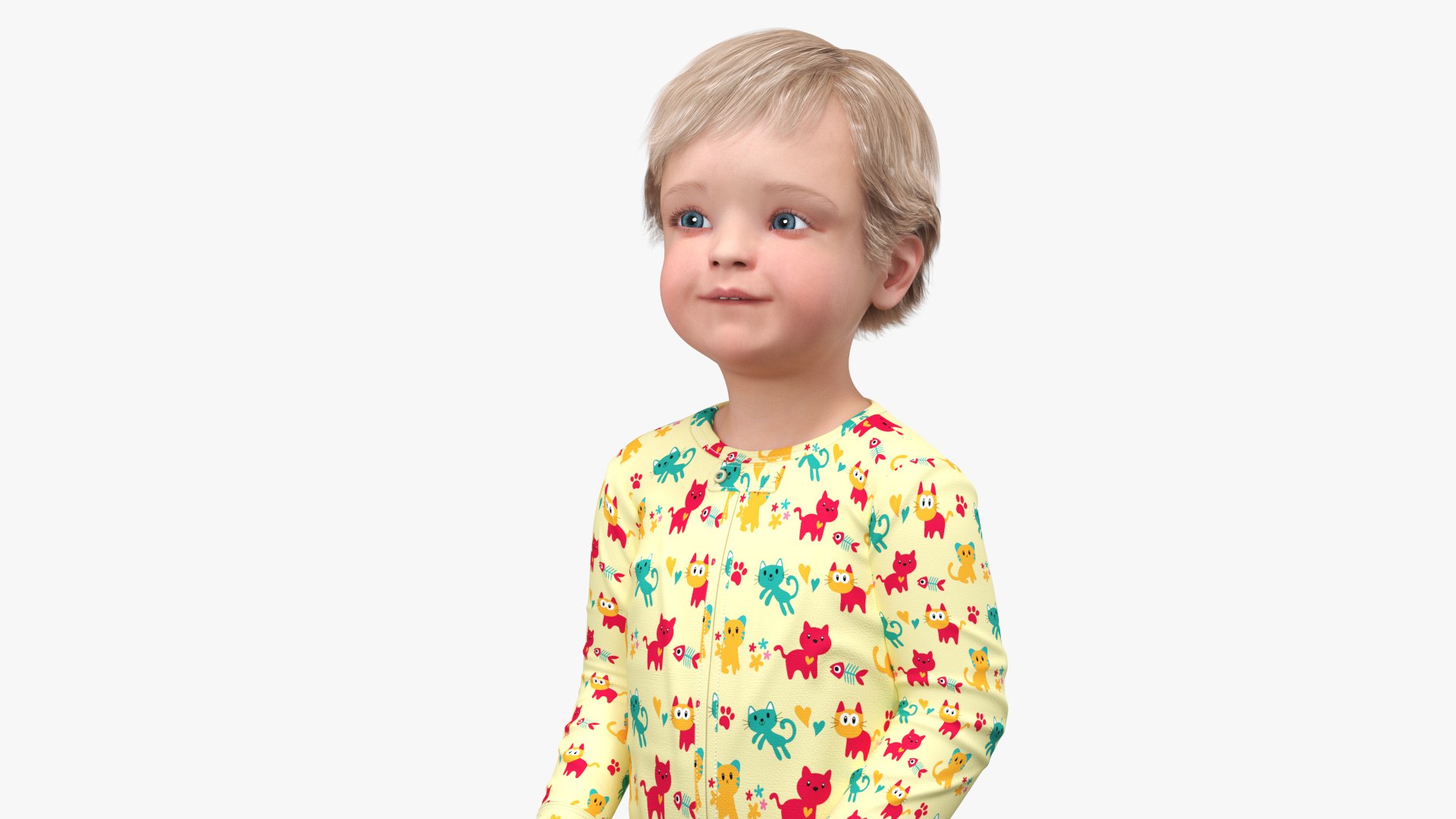 Toddler Aged 1 Year in Pajamas Standing Pose 3D model preview