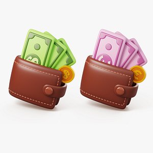 Stylized Wallet with Money model