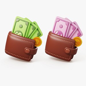 Stylized Wallet with Money