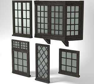 Medieval Windows Pack Set Collection One Glass Wood and Lead