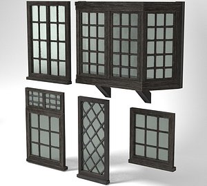 Medieval Windows Pack Set Collection One Glass Wood and Lead