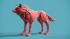3D Wolf low poly Papercraft 3D print model model
