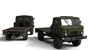 1966 Gaz 66A 3 Rigged Soviet Military Truck 3D Model High Detail Game Render Ready