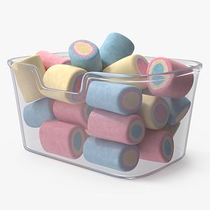 3D Multicolored Marshmallows in Container model