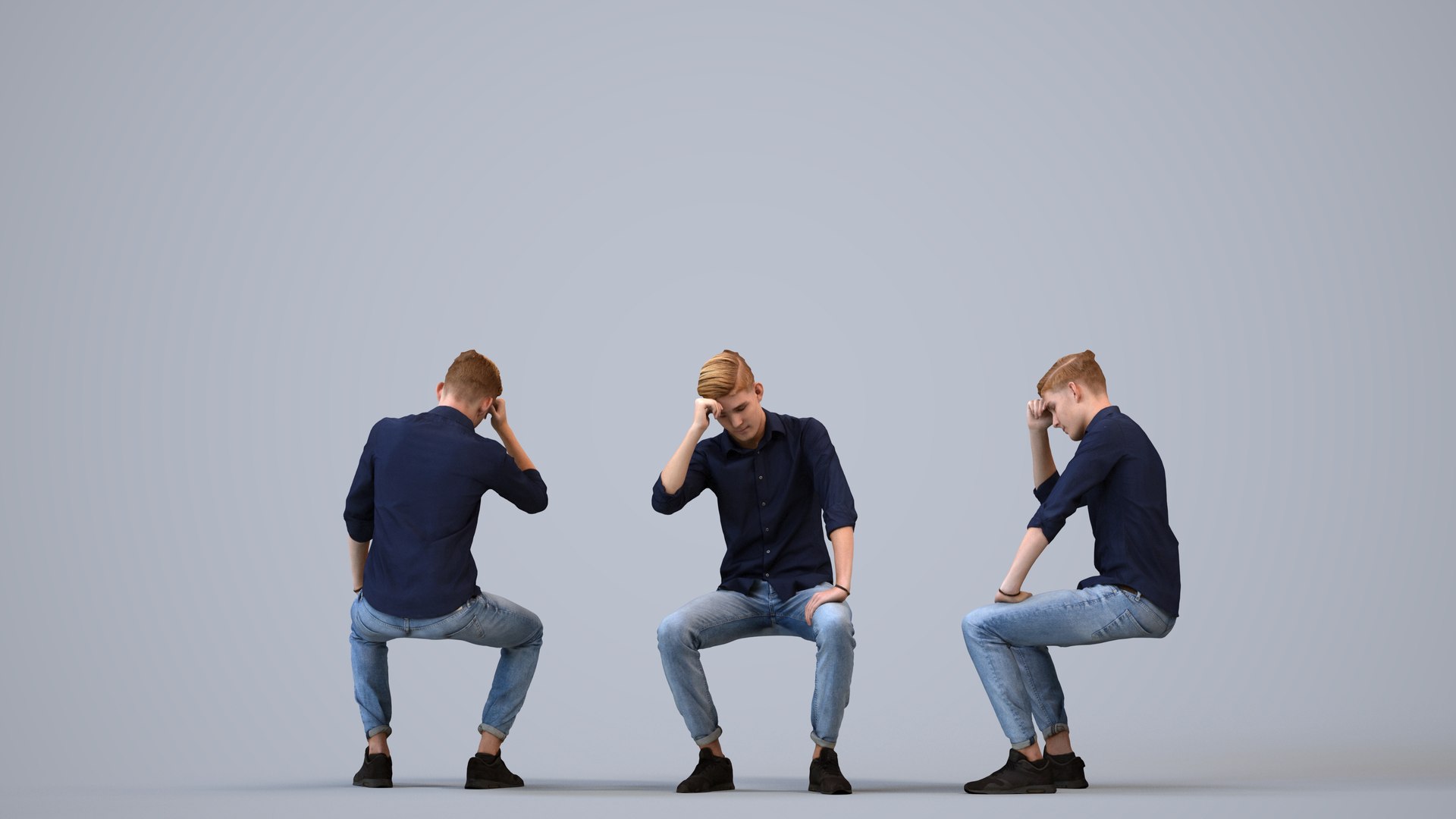 3D 00083Ewoud007 - Adult Caucasian Man Relaxing At Home In Transitional ...